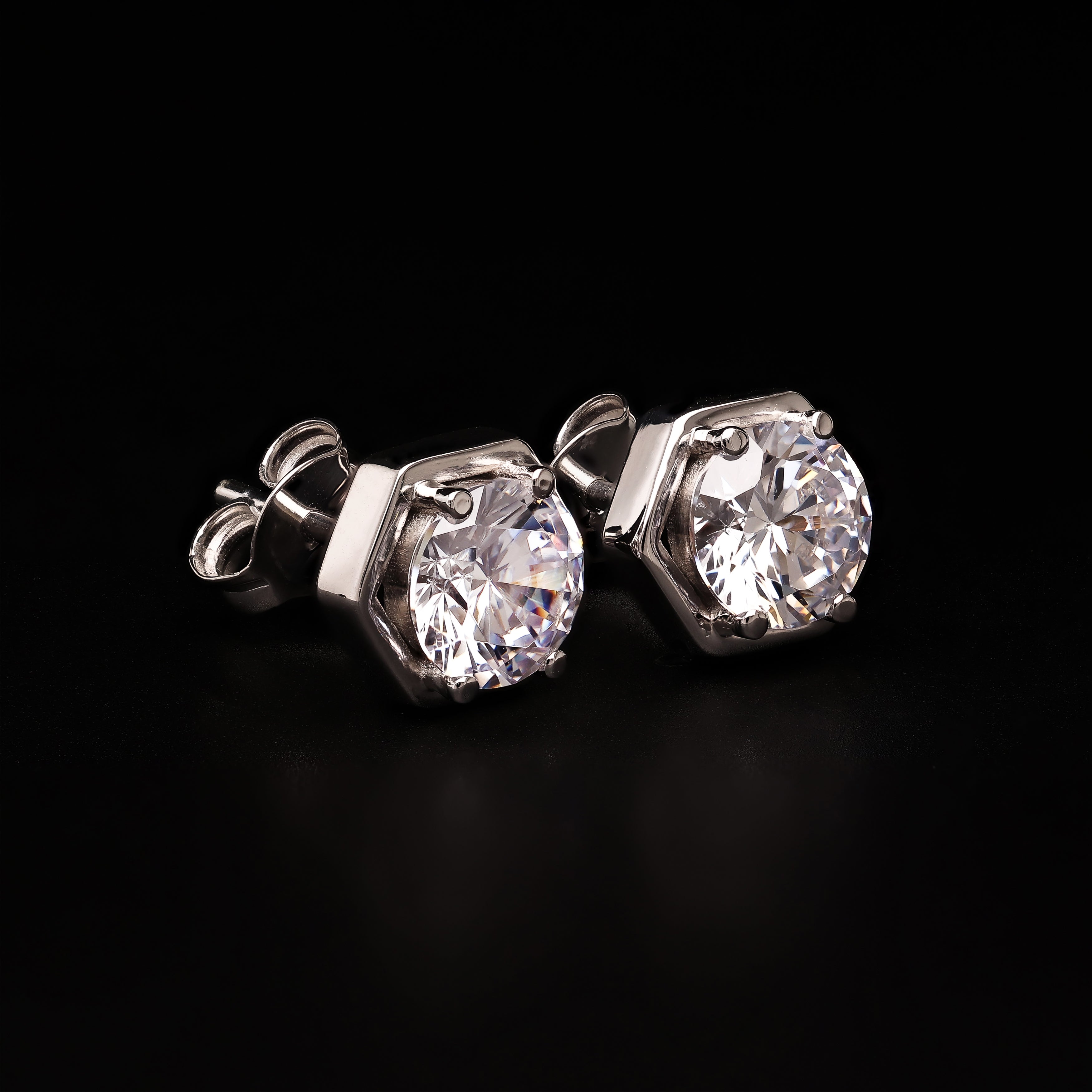 Eternal HexaGlow Studs – Modern Minimalist Sparkle