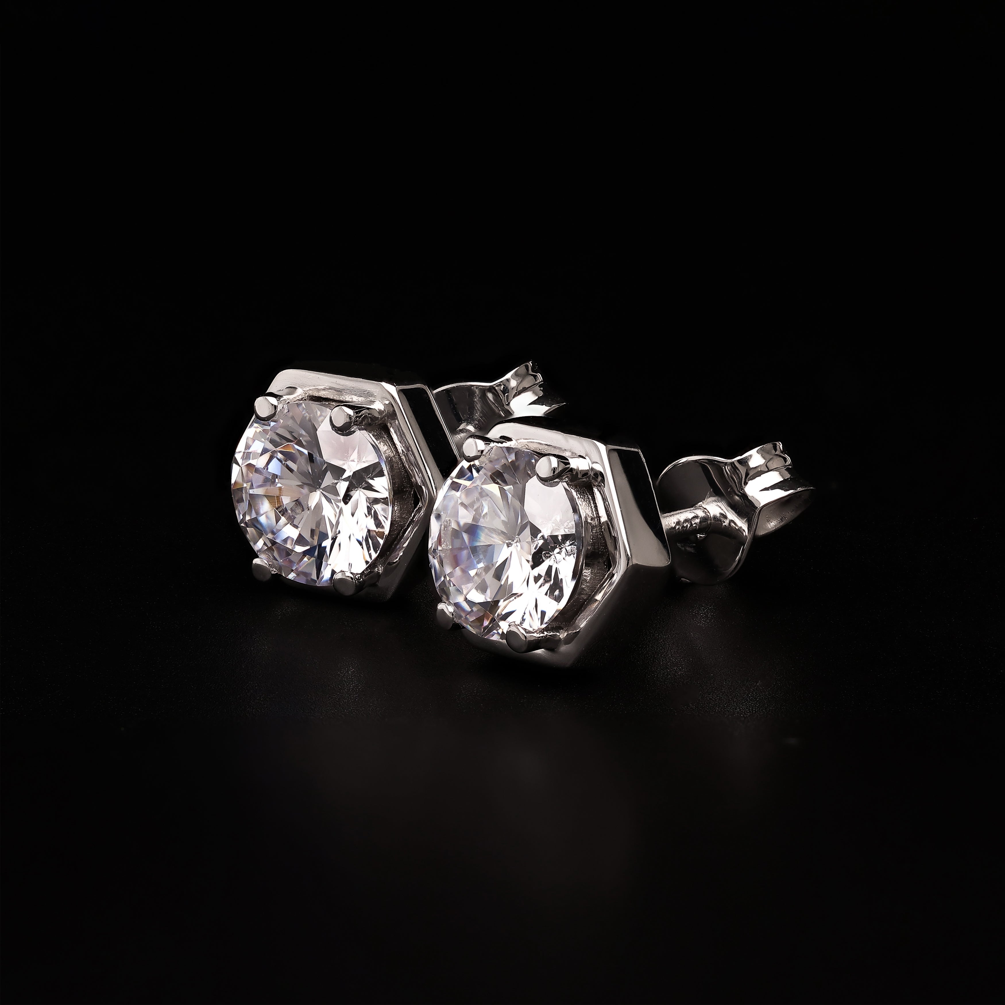 Eternal HexaGlow Studs – Modern Minimalist Sparkle