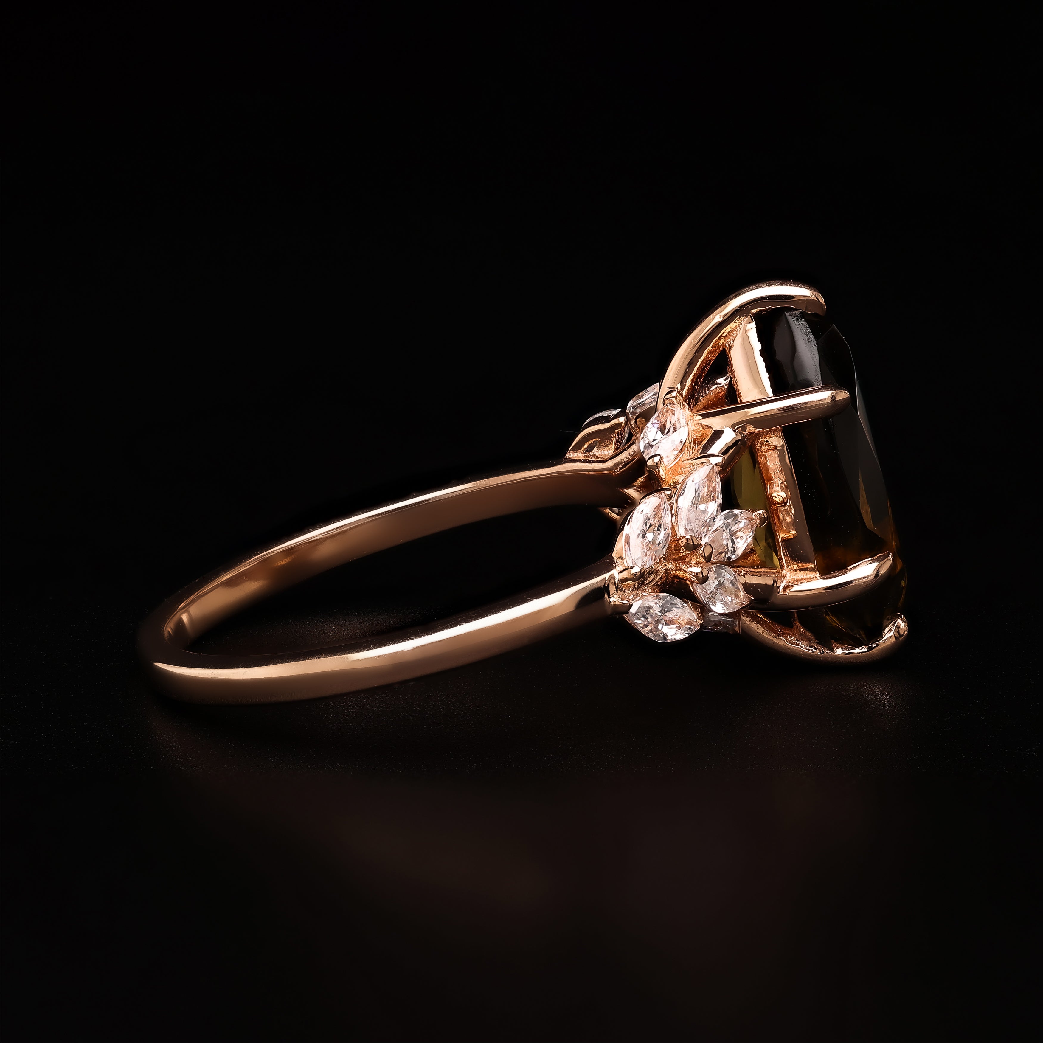Enchanted Smoky Bloom – A Floral Marquise Design