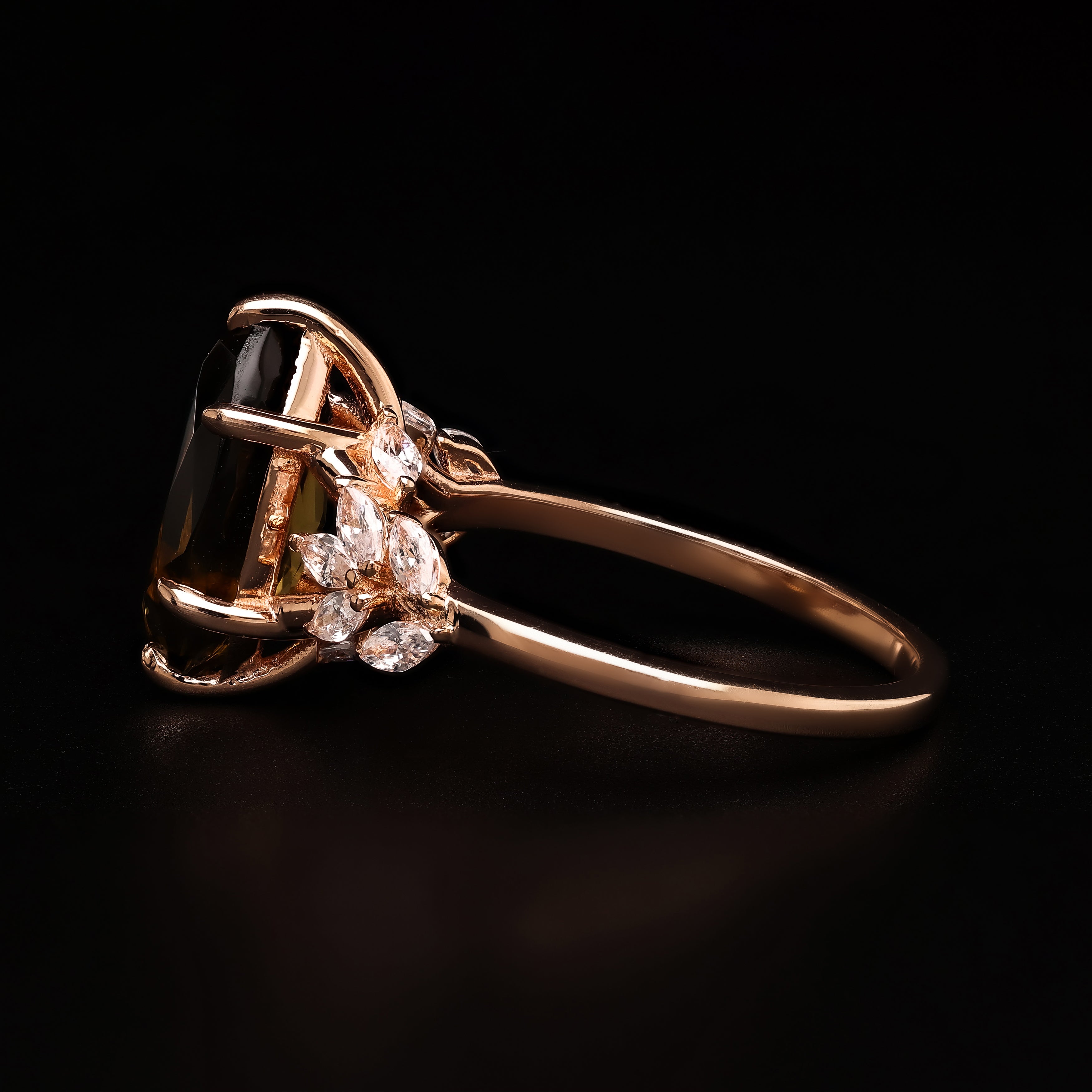 Enchanted Smoky Bloom – A Floral Marquise Design