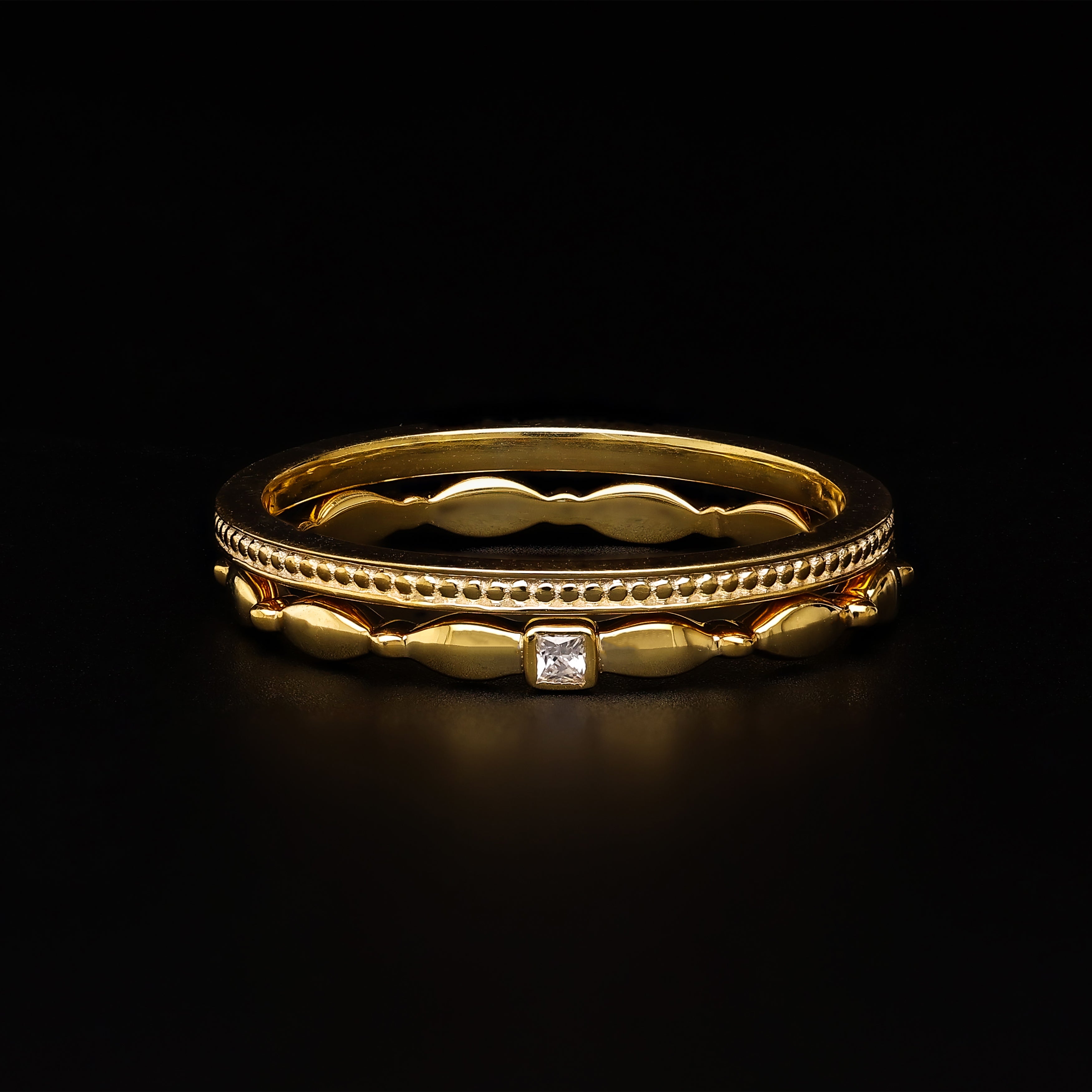 Minimalist Princess Duo – Modern Stackable Bridal Set