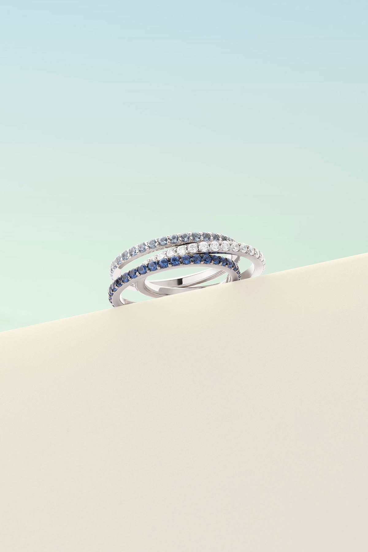Aqua Linear Pavé Ring