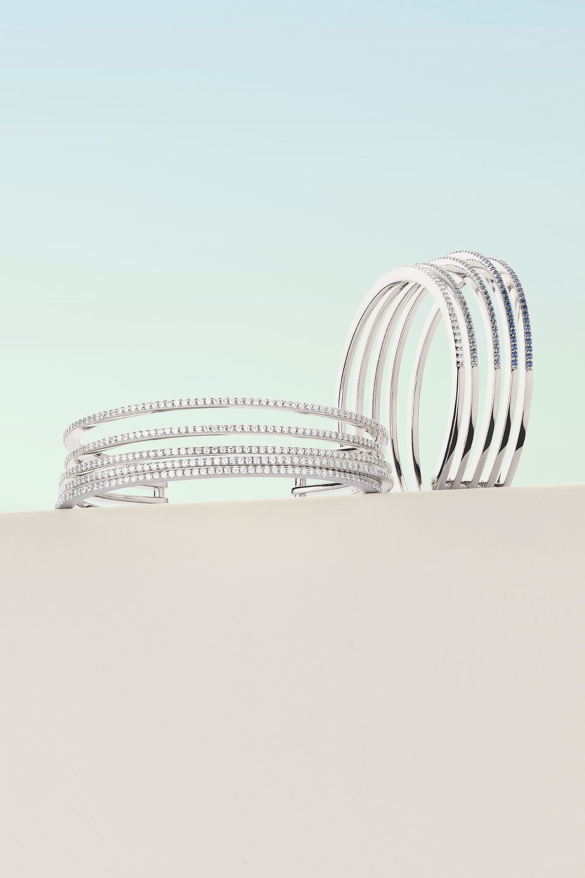 Aqua Linear Pavé Bangle