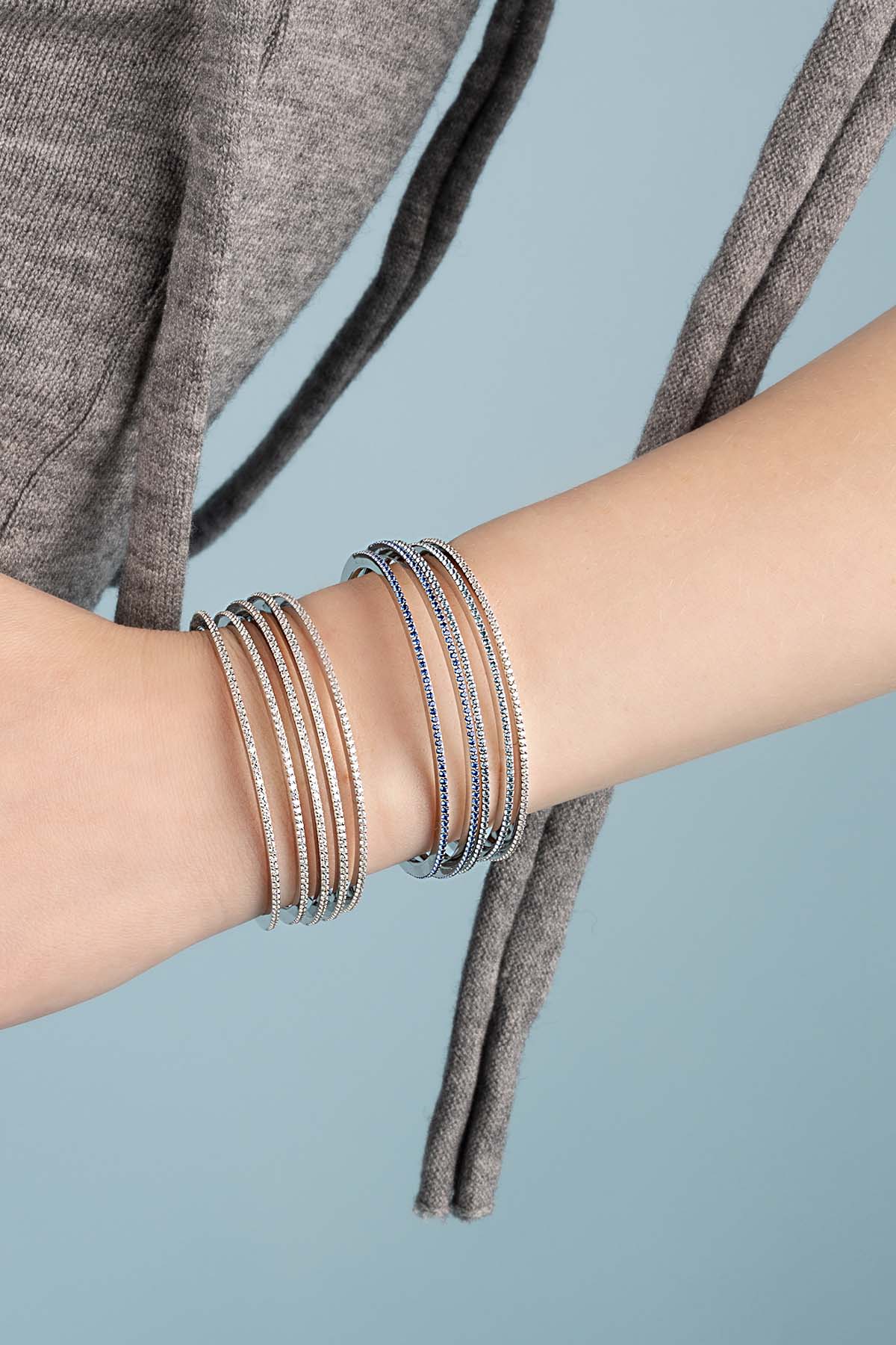 Aqua Linear Pavé Bangle