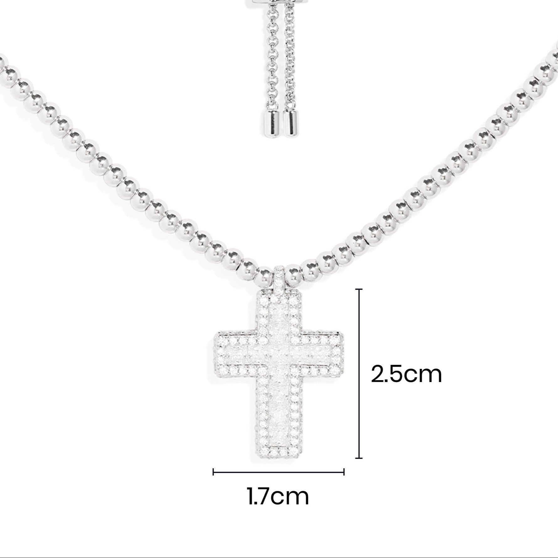 Pavé Cross Adjustable Necklace with Beads