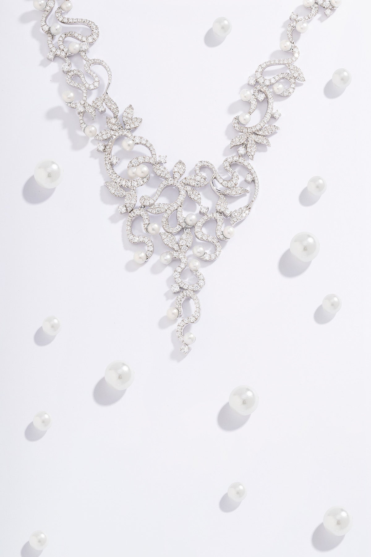 Statement Flower Adjustable Necklace with Pearls