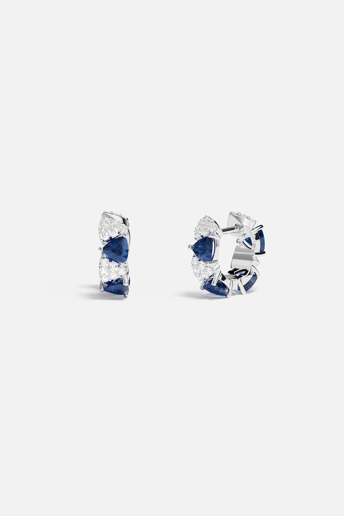 White & Blue Triangle Hoop Earrings