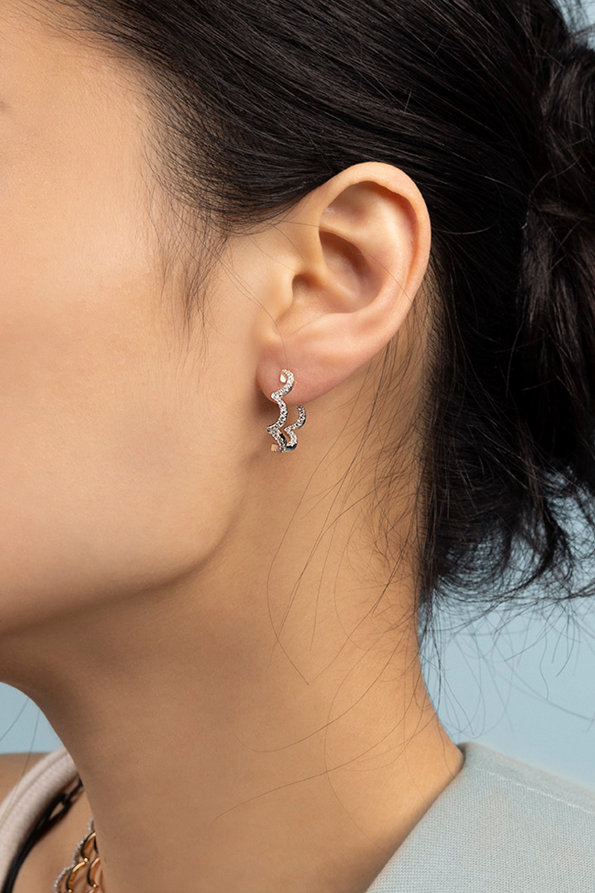 Wavy Silver Hoop Earrings - Small