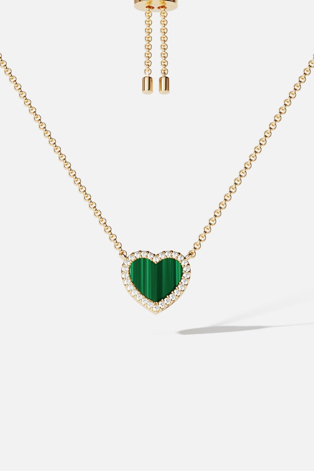 Mini Malachite Heart Adjustable Necklace
