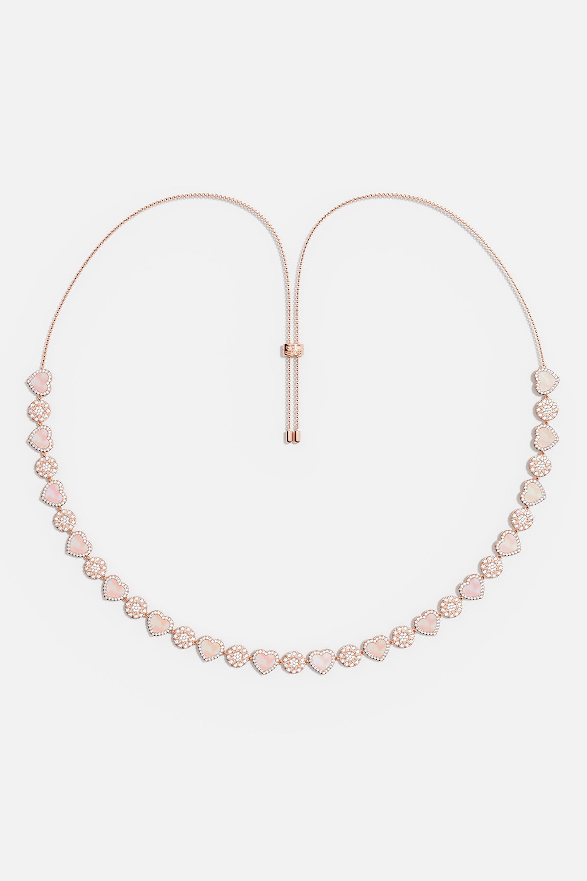 Pink Nacre Heart & Dot Adjustable Necklace