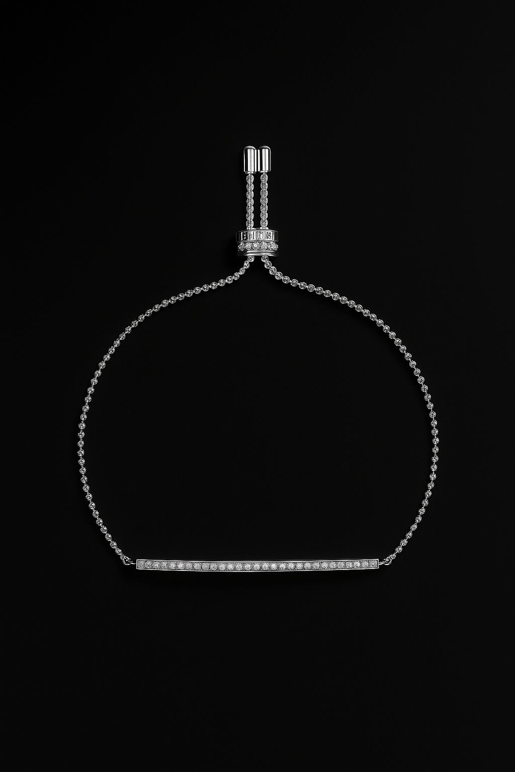 Adjustable Bracelet with Paved Line