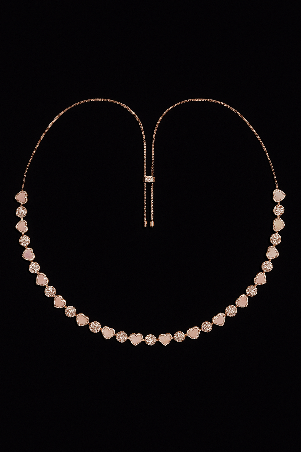 Pink Nacre Heart & Dot Adjustable Necklace