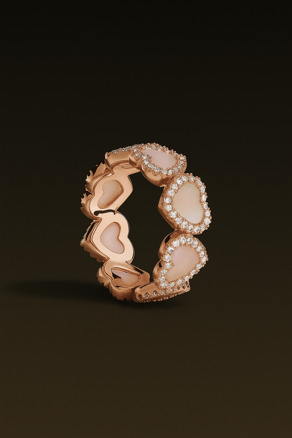Pavé Pink Nacre Full Heart Ring