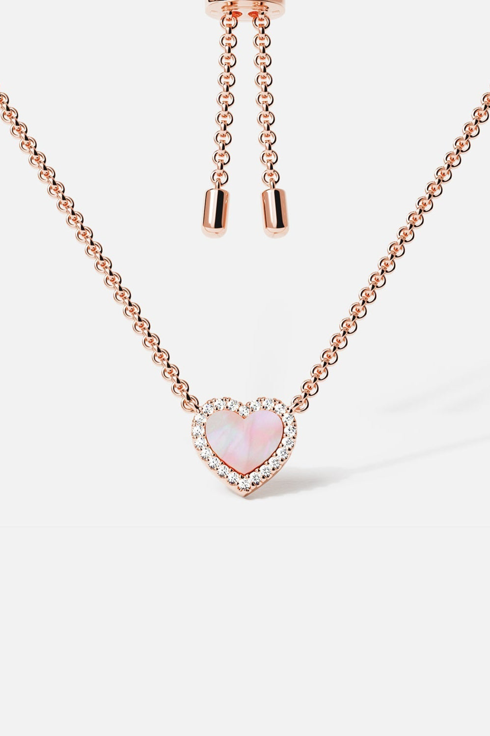 Pink Nacre Heart Adjustable Necklace