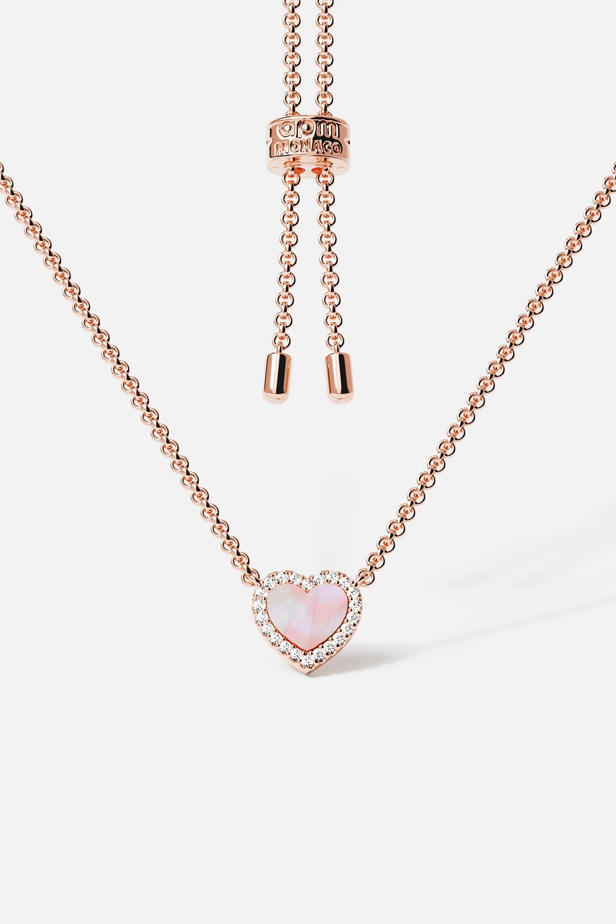 Pink Nacre Heart Adjustable Necklace