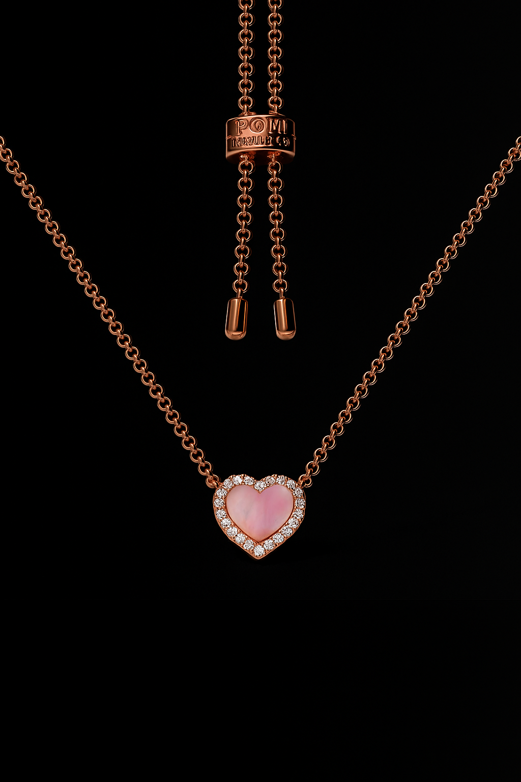 Pink Nacre Heart Adjustable Necklace