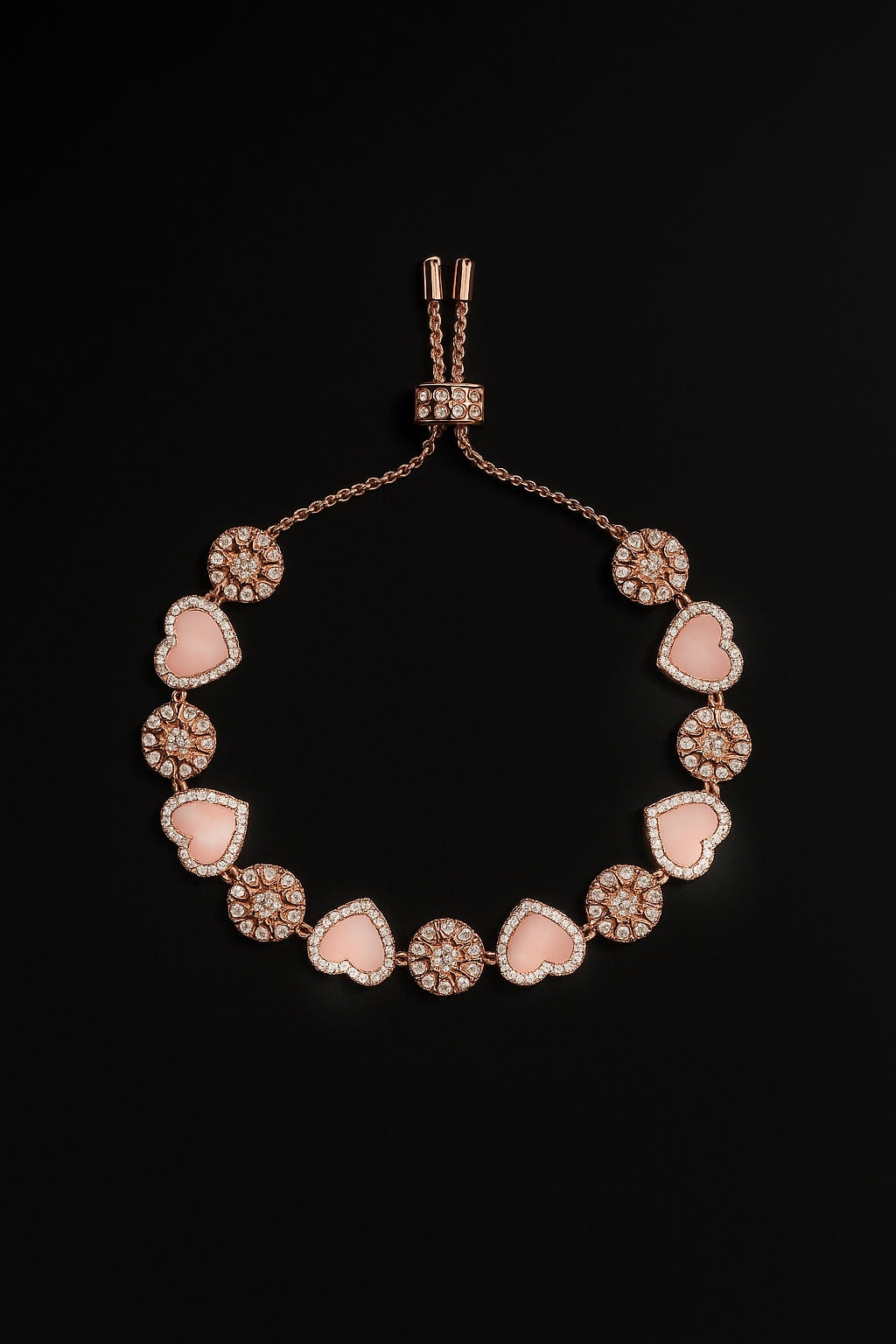 Pink Nacre Heart & Dot Adjustable bracelet