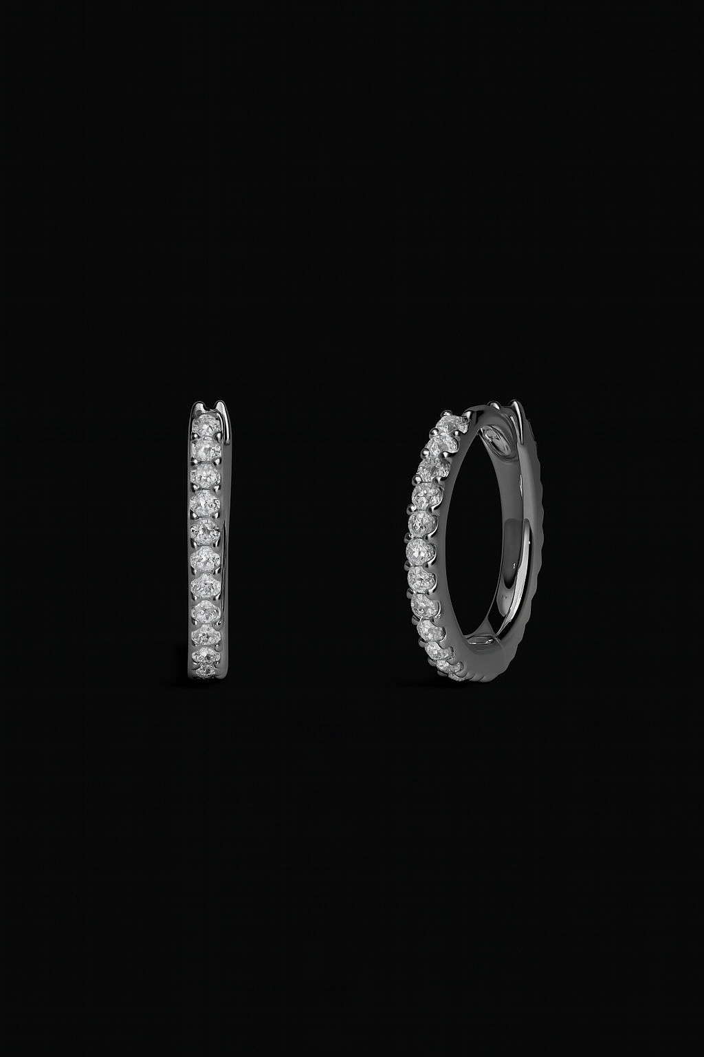 Small 6 mm Paved Hoop Earrings