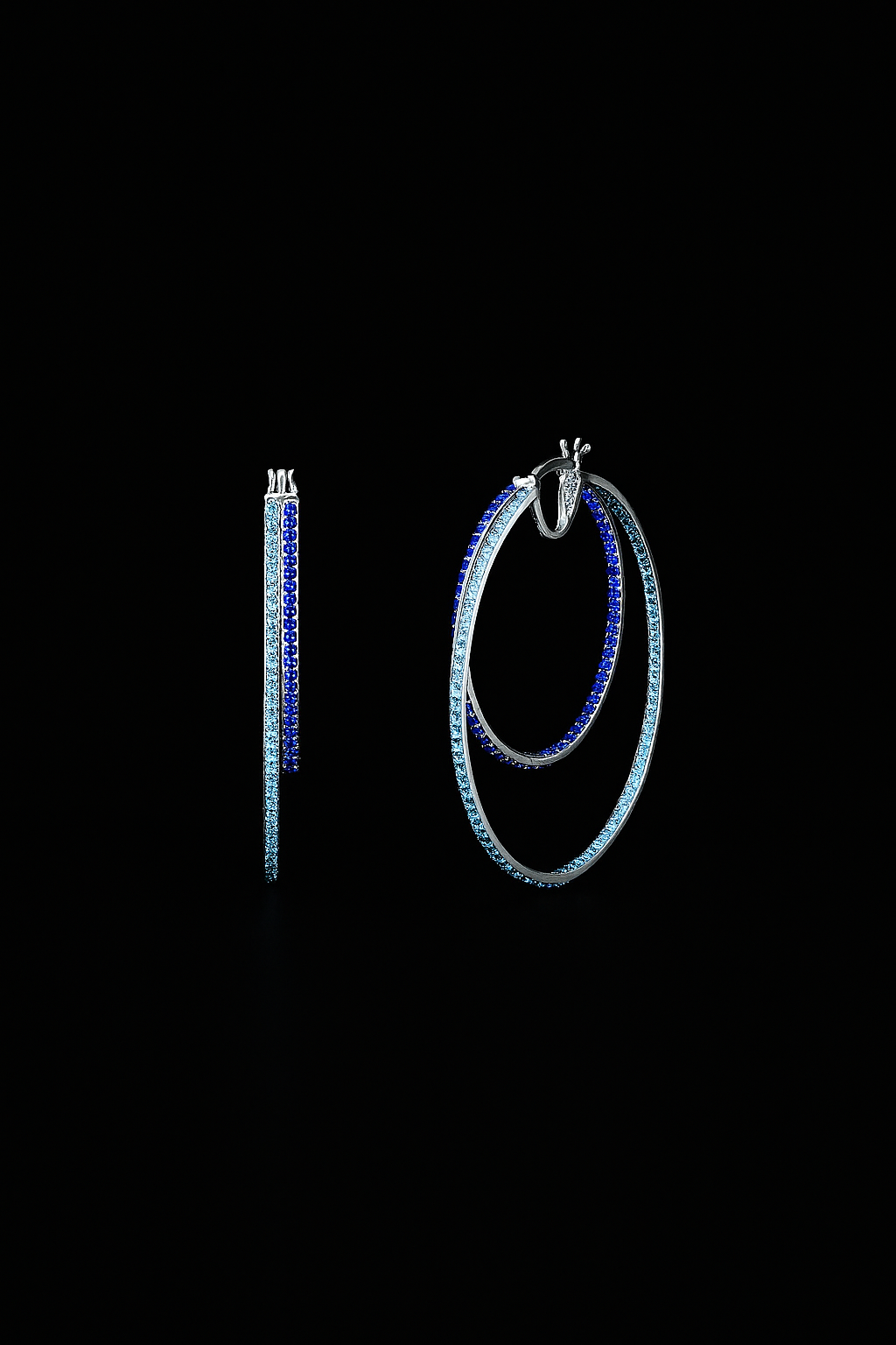 Statement Aqua Linear Hoop Earrings