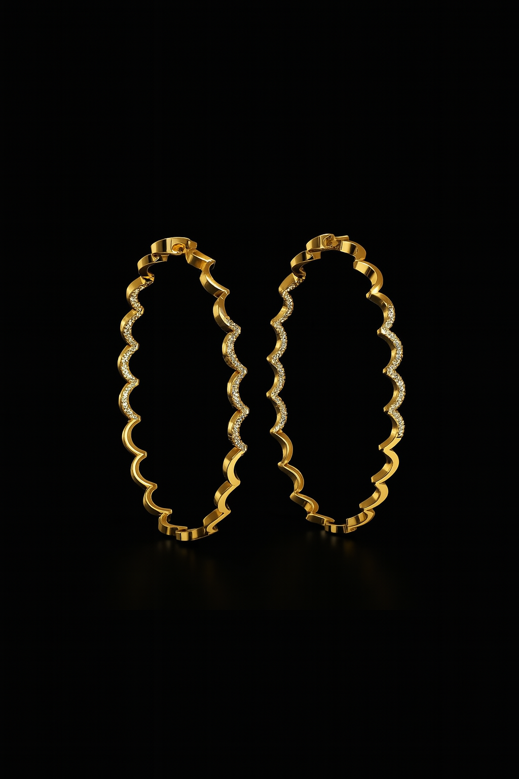 Wavy Gold Hoop Earrings - Large