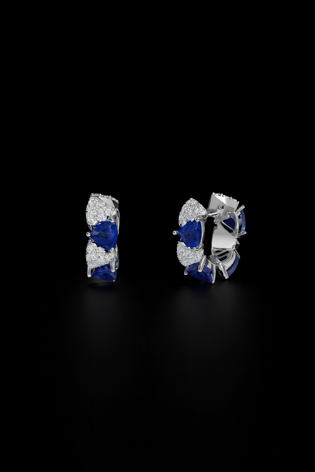 White & Blue Triangle Hoop Earrings