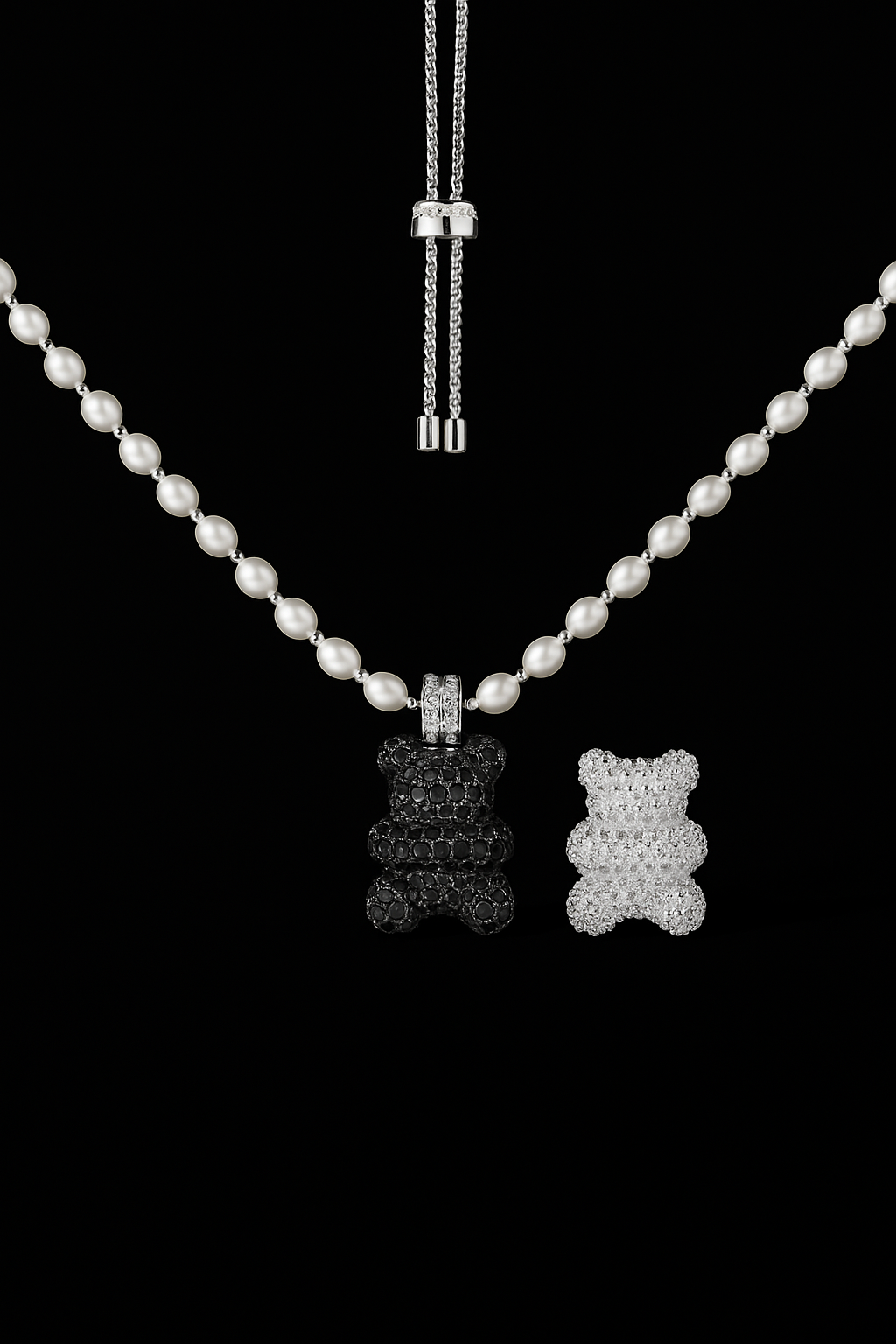XL Mood Yummy Bear Adjustable Necklace with Pearls