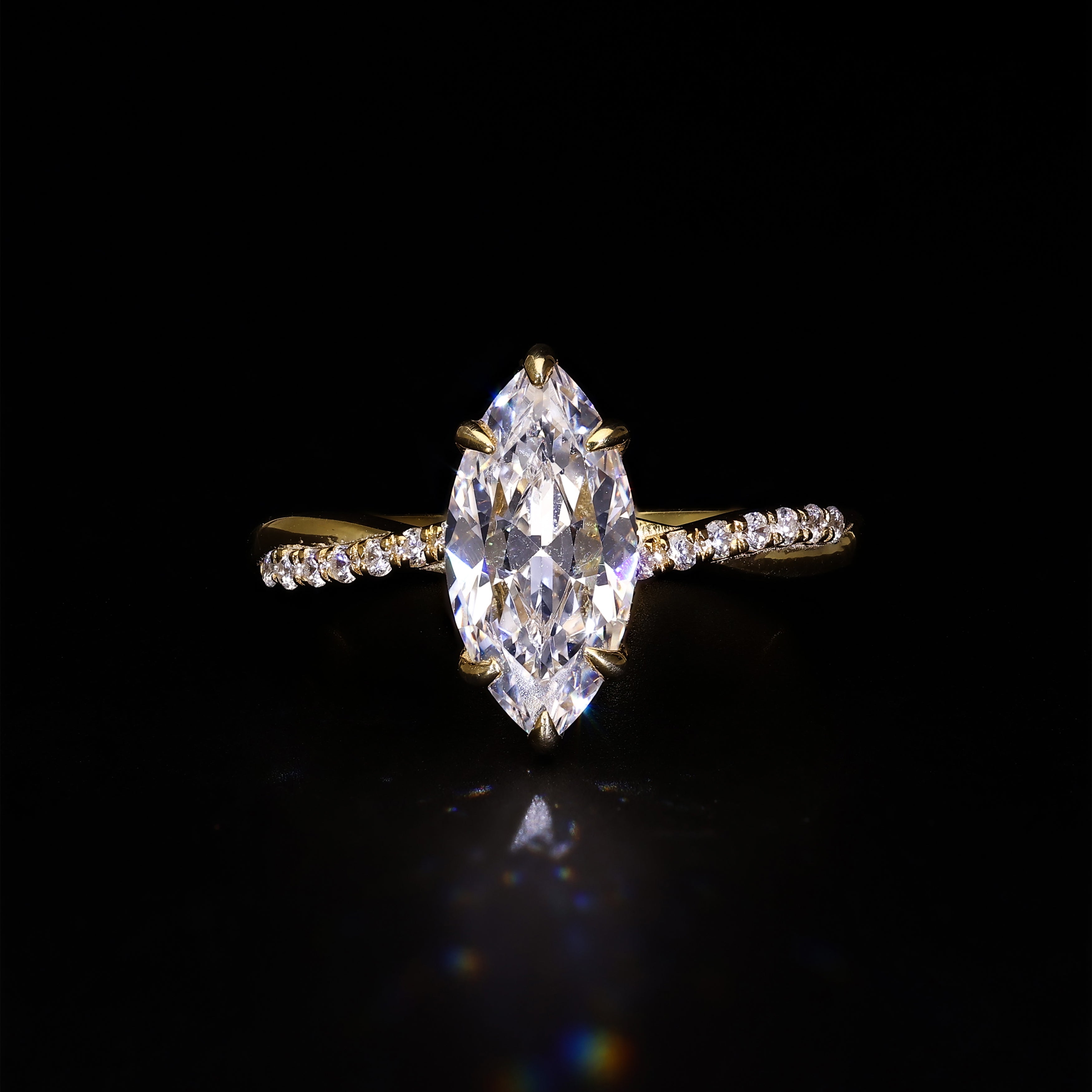 Twisted Marquise Spark Ring – Modern Statement