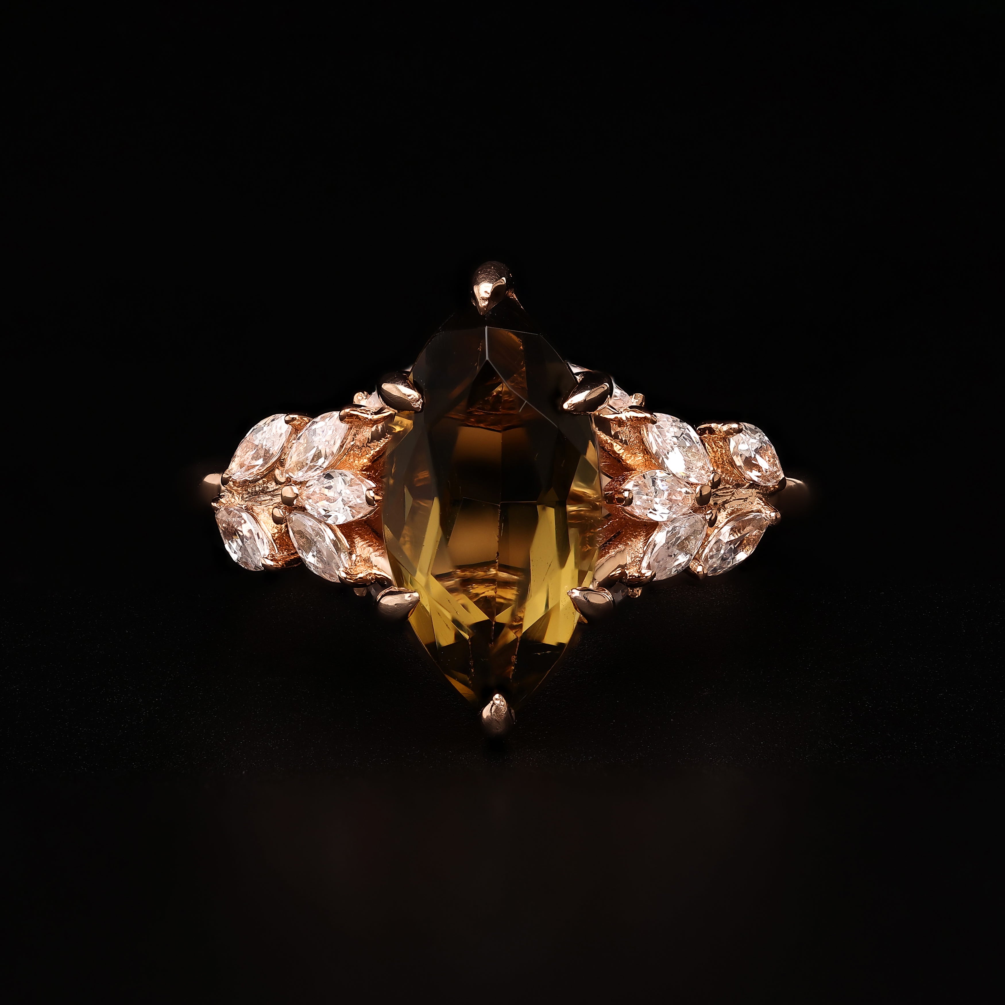 Enchanted Smoky Bloom – A Floral Marquise Design