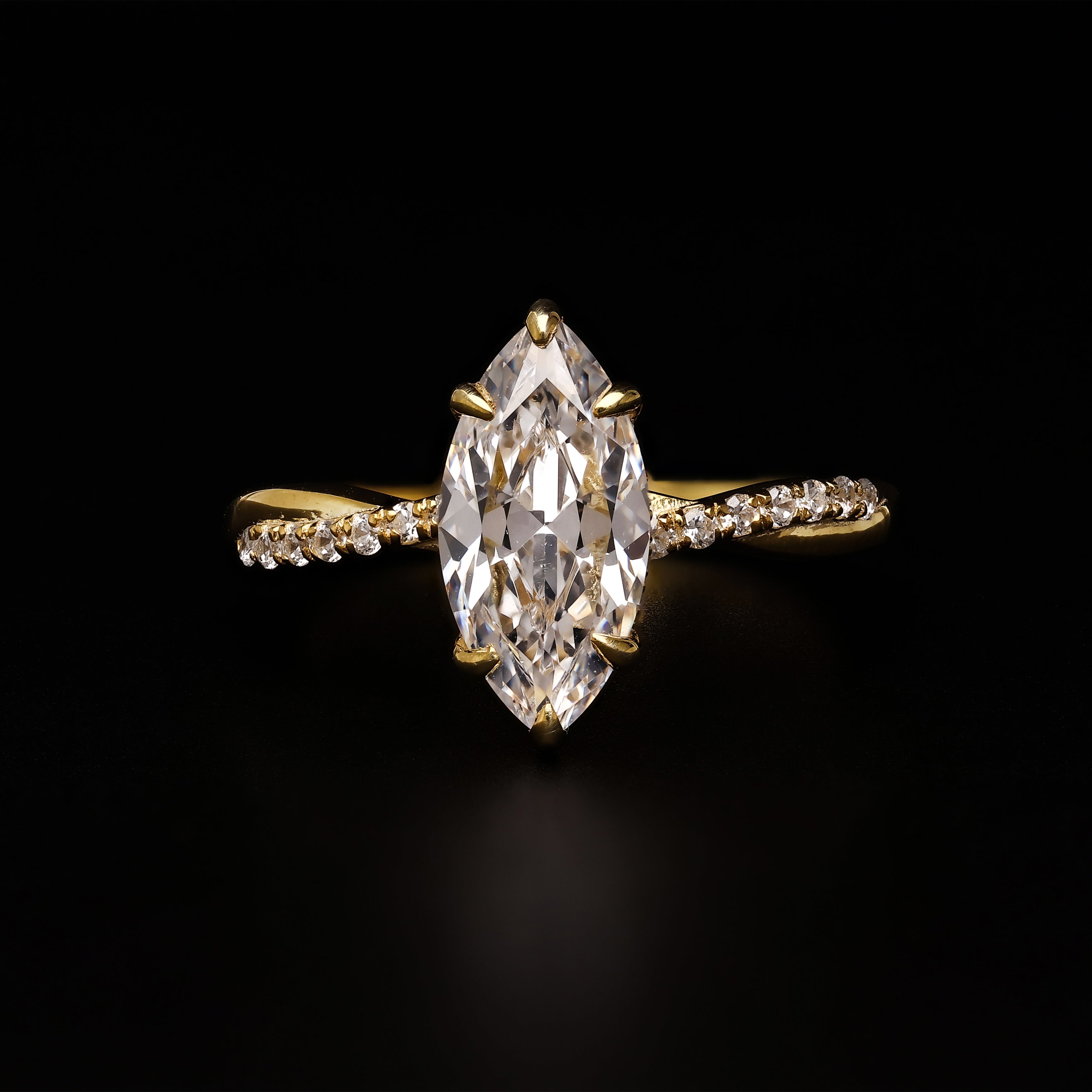 Twisted Marquise Spark Ring – Modern Statement