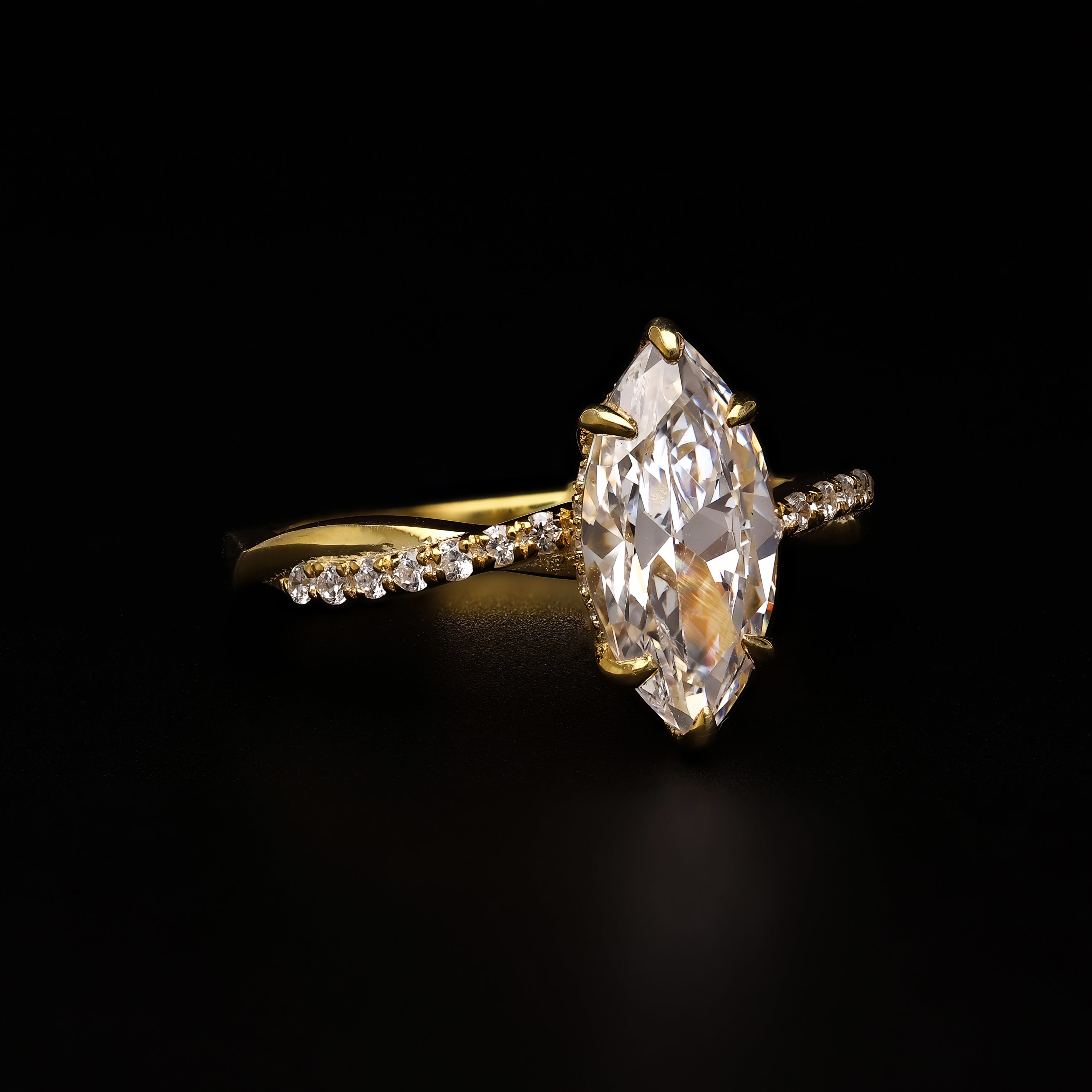 Twisted Marquise Spark Ring – Modern Statement