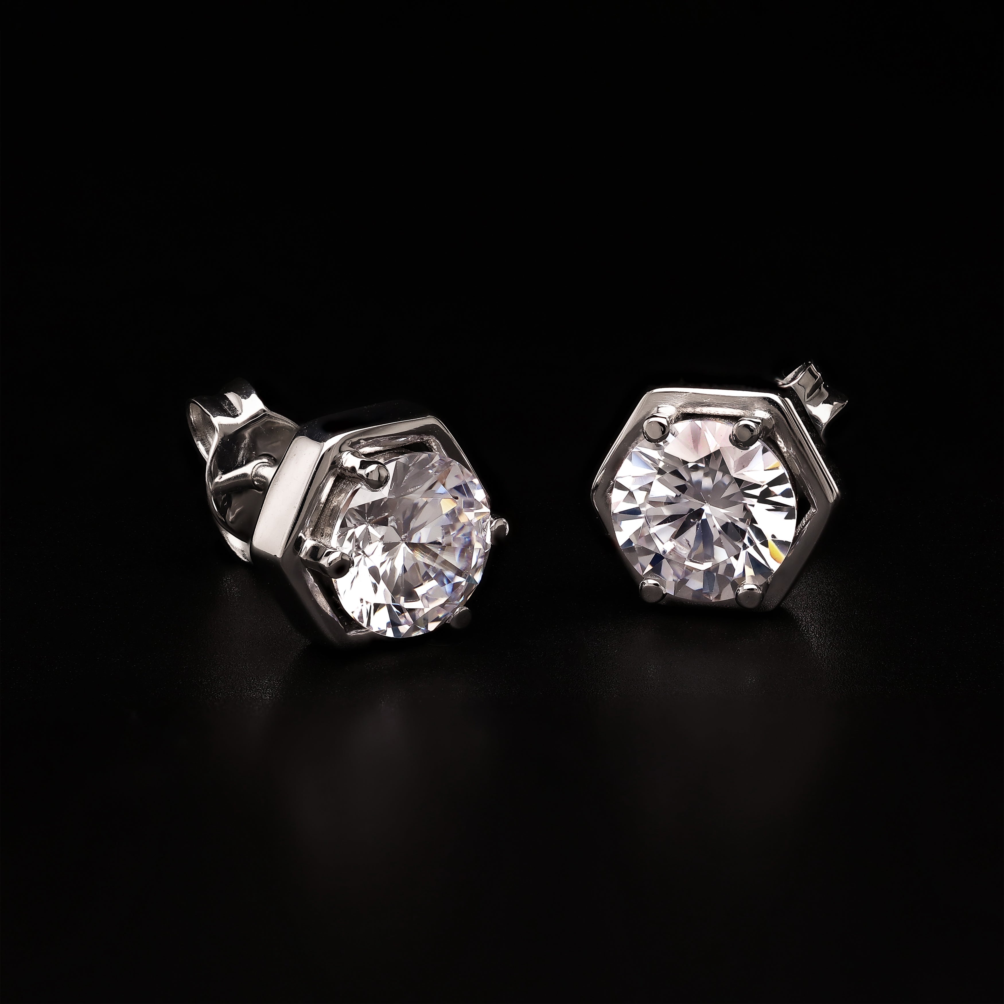 Eternal HexaGlow Studs – Modern Minimalist Sparkle