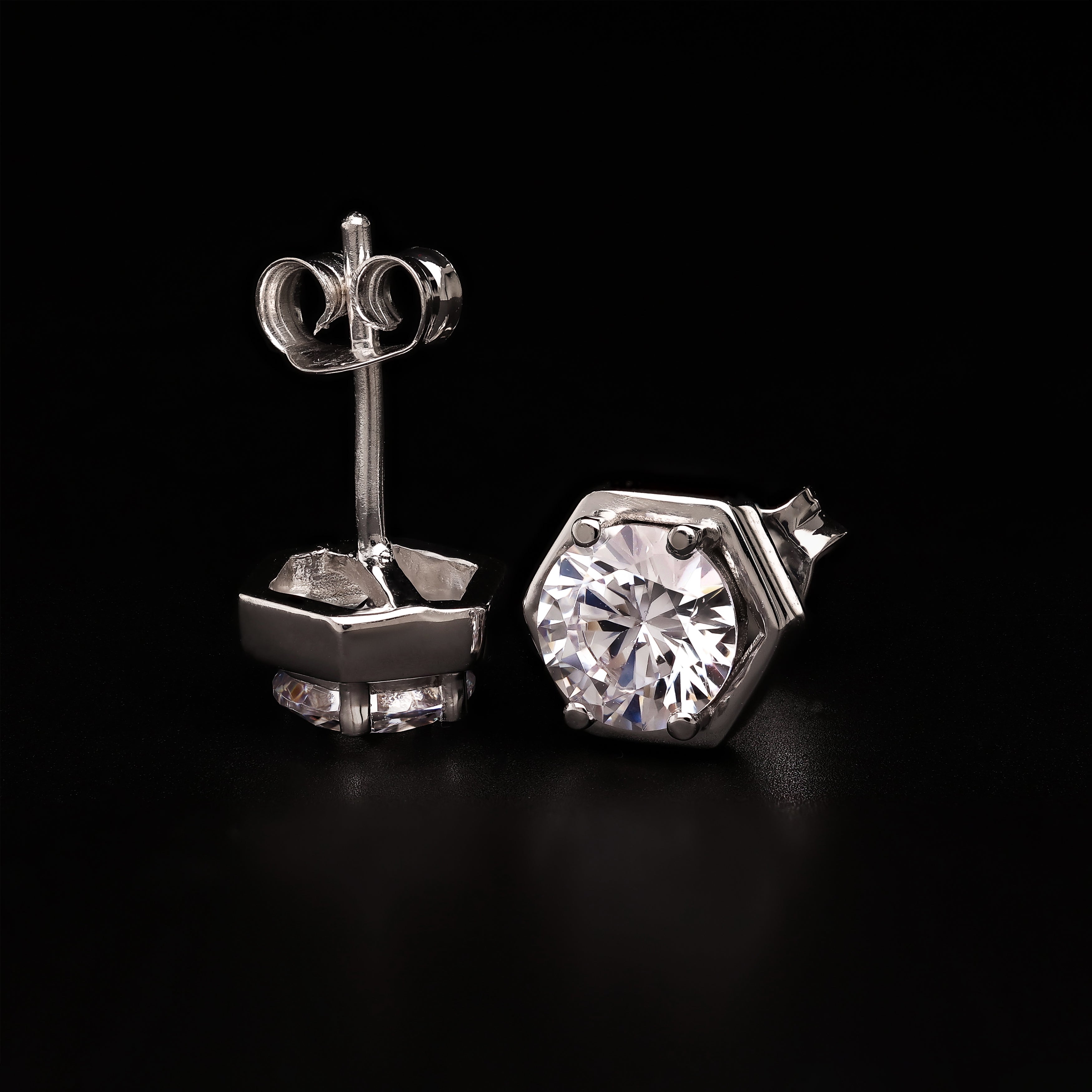 Eternal HexaGlow Studs – Modern Minimalist Sparkle