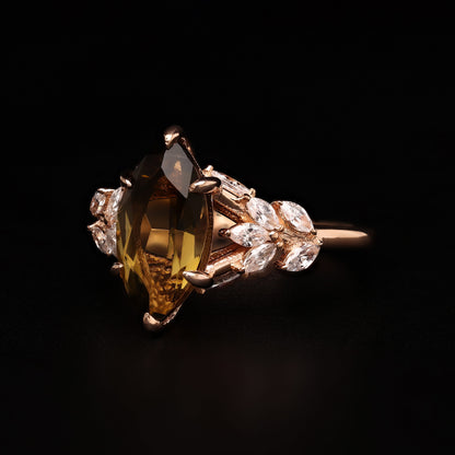 Enchanted Smoky Bloom – A Floral Marquise Design