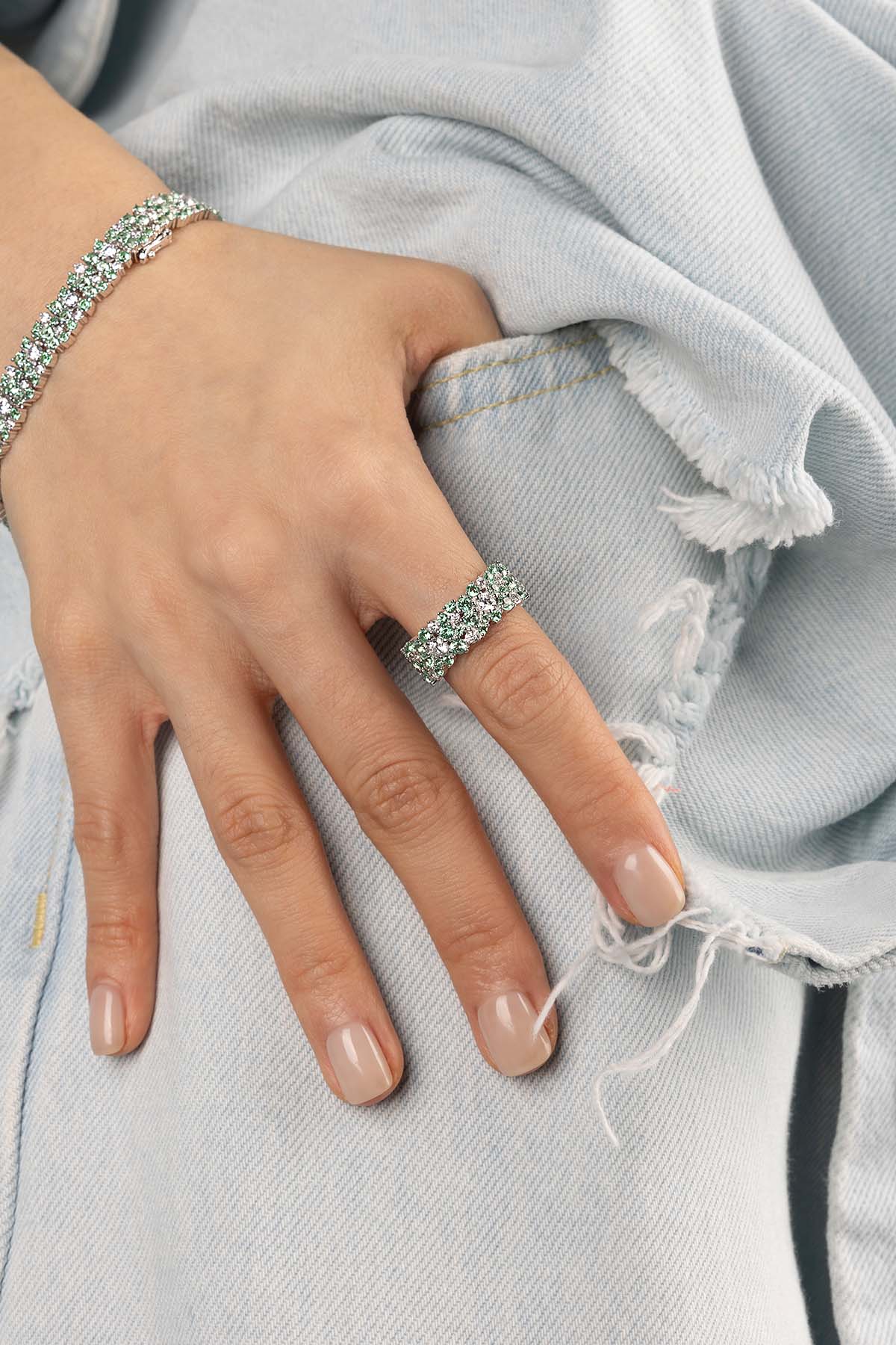 Pastel Green Drop Ring