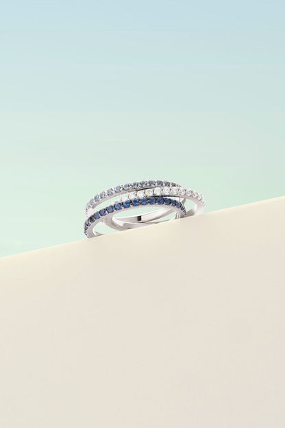 Aqua Linear Pavé Ring