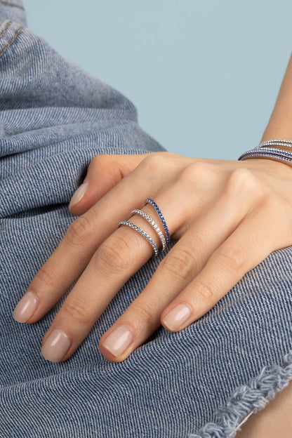 Aqua Linear Pavé Ring