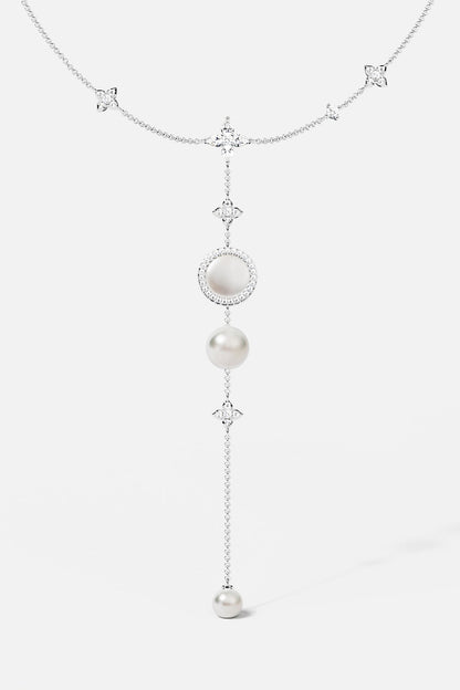 Adjustable Necklace with White Nacre and Pearl Pendant