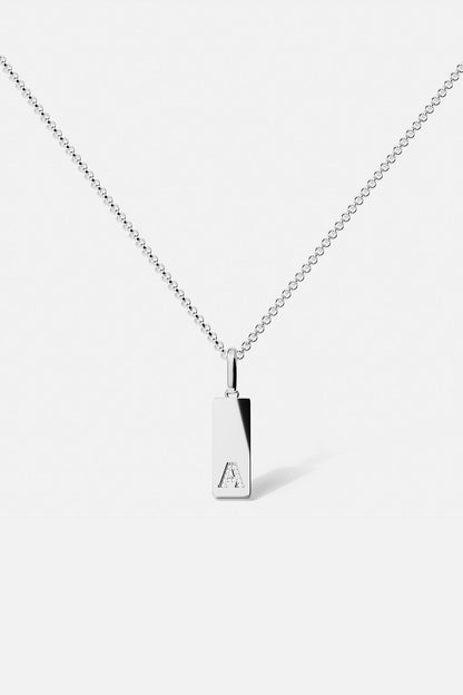 Alphabet Plate Necklace Silver