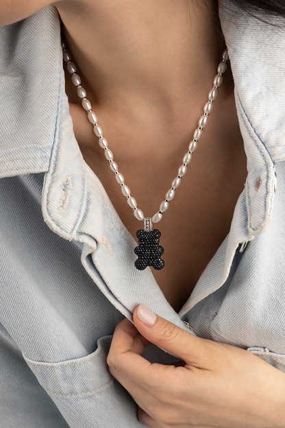 XL Mood Yummy Bear Adjustable Necklace with Pearls