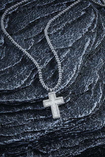 Pavé Cross Adjustable Necklace with Beads