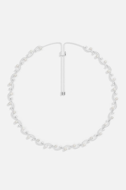 Flower Adjustable Necklace with Pearls