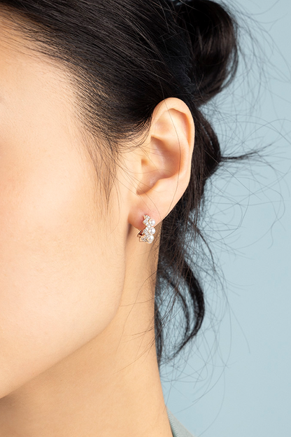 Small Up and Down Hoop Earrings with Pearls