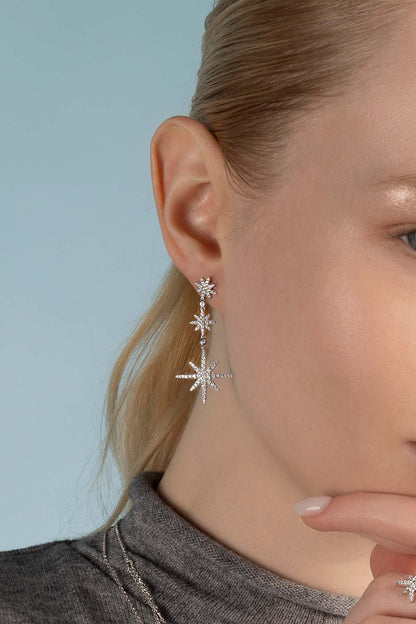 Triple Météorites Drop Earrings
