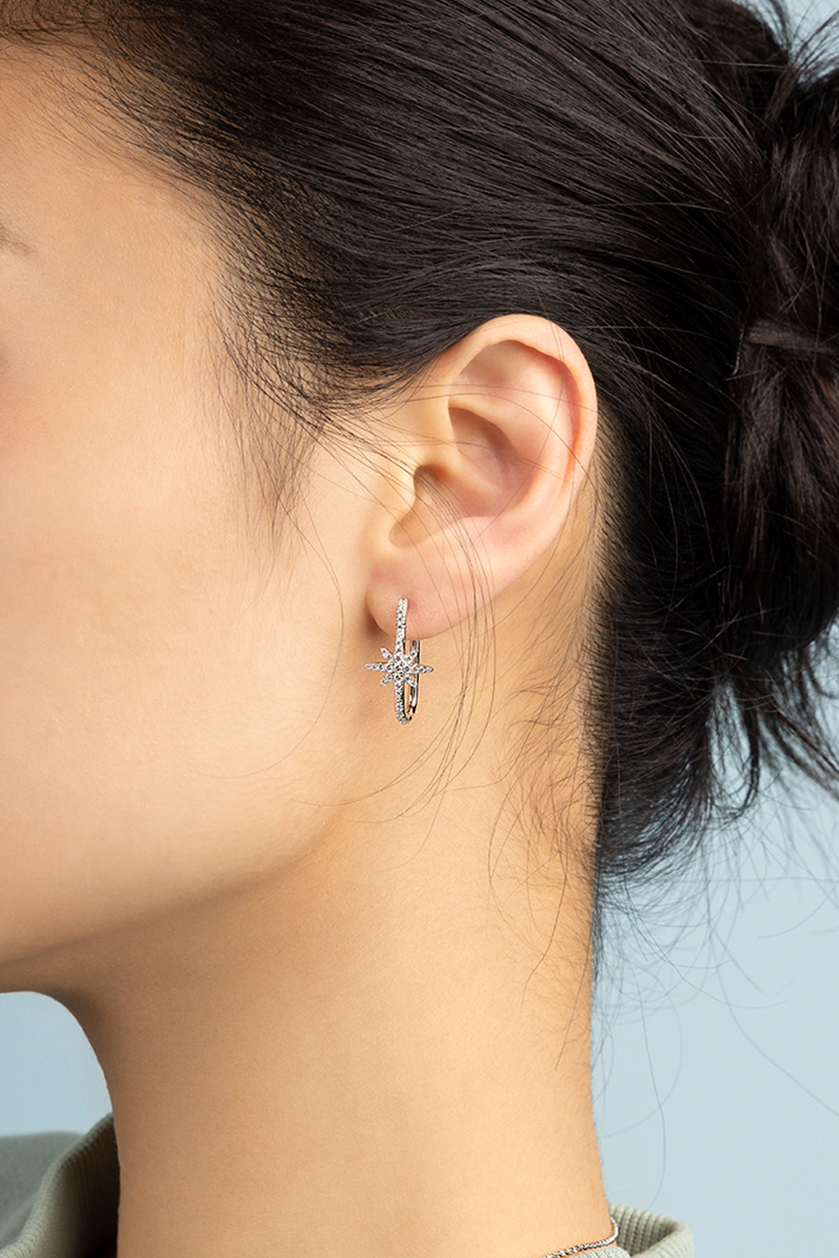 Météorites Silver Square Hoop Earrings