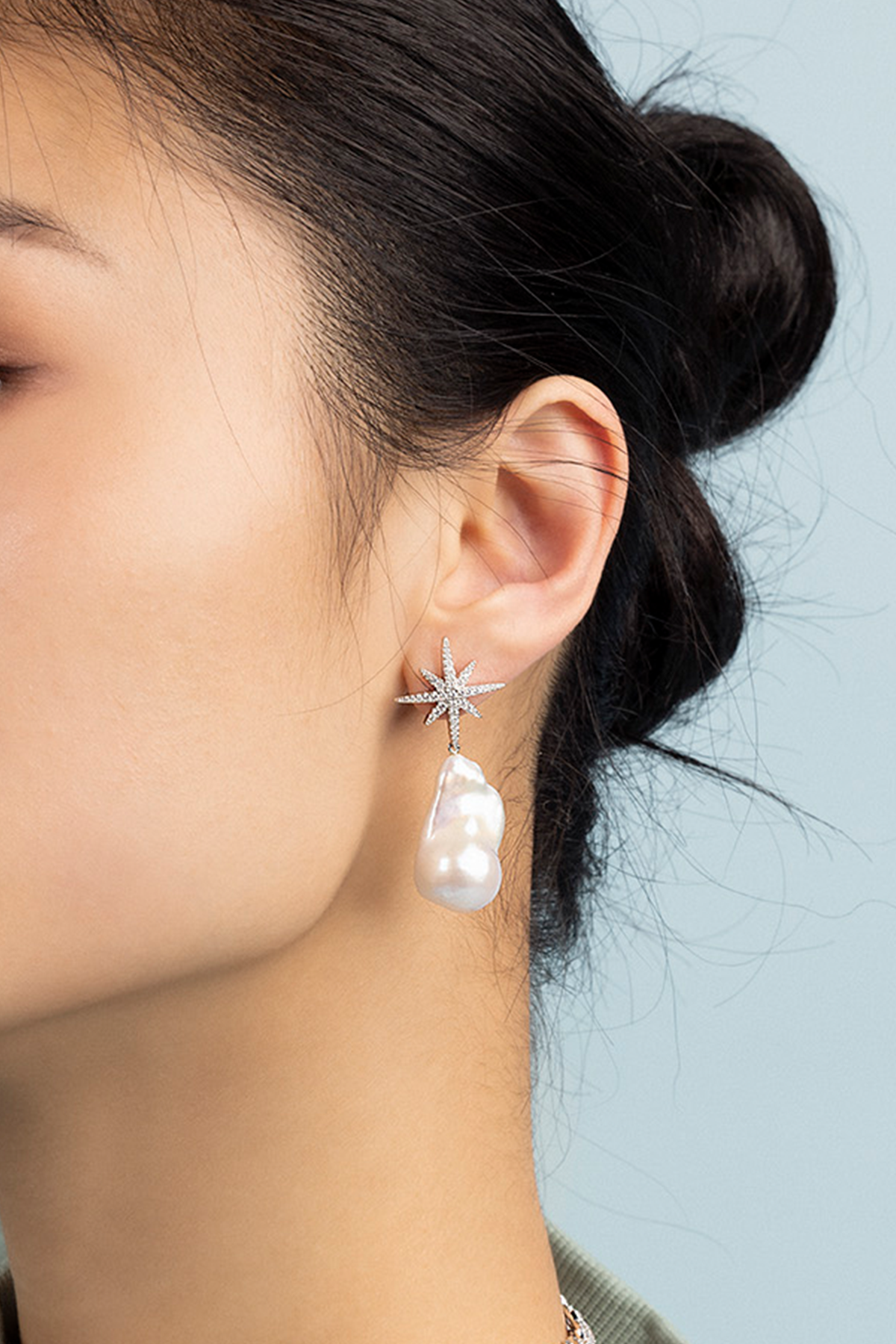 Météorites Studs with Pearls