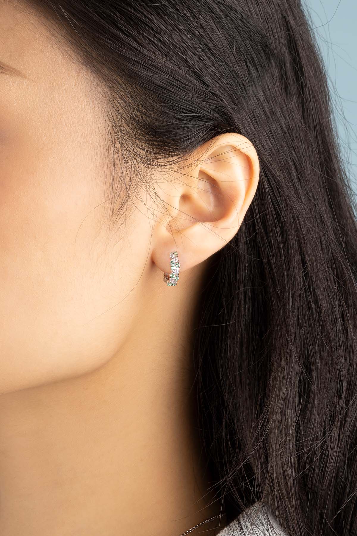 Pastel Green Drop Huggie Earrings