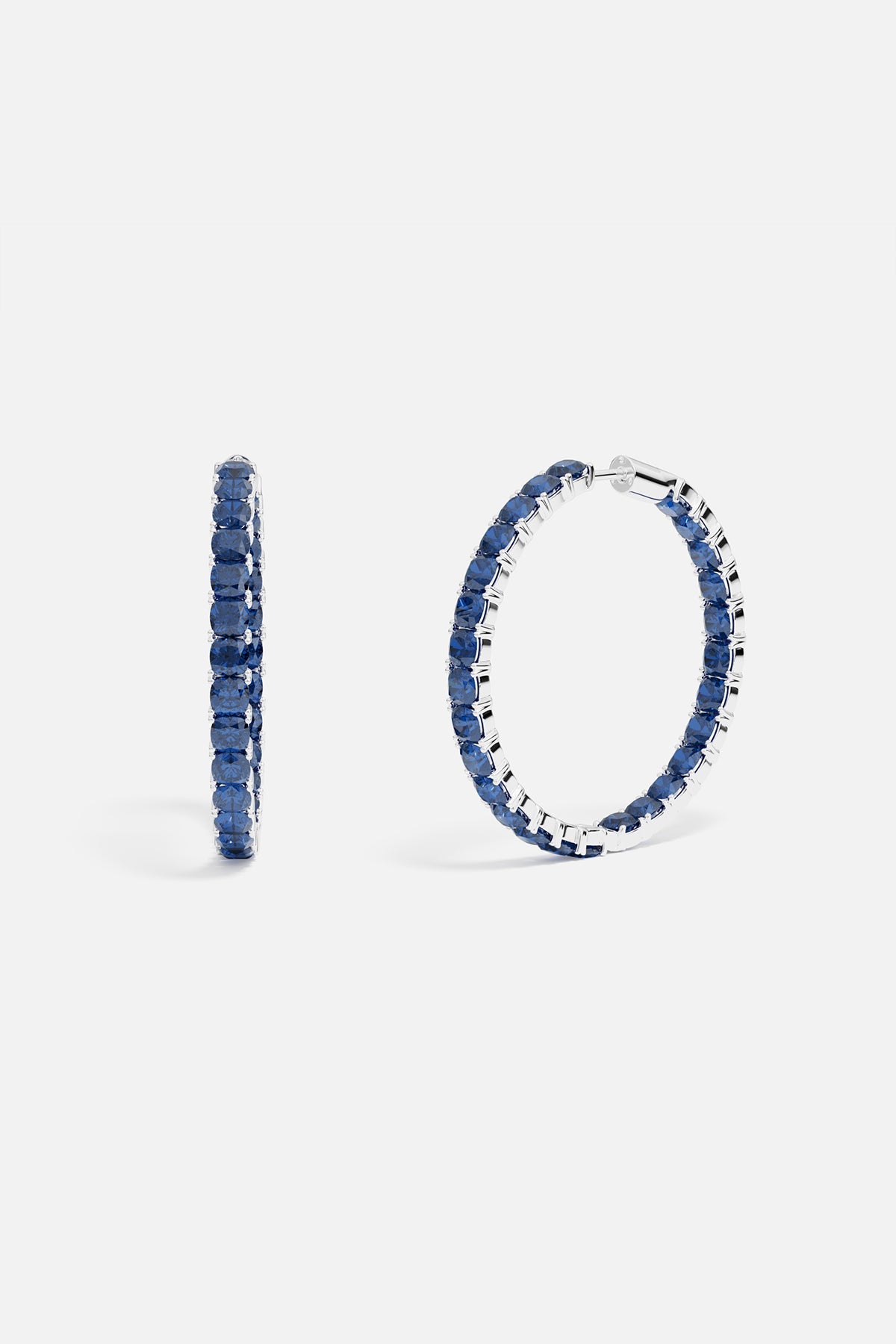 Large Blue Square Hoop Earrings