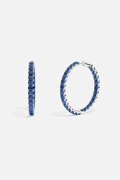Large Blue Square Hoop Earrings