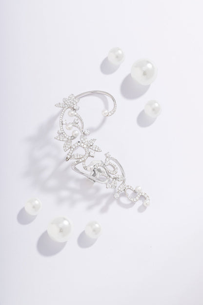 Single Flower Ear Cuff with Pearls