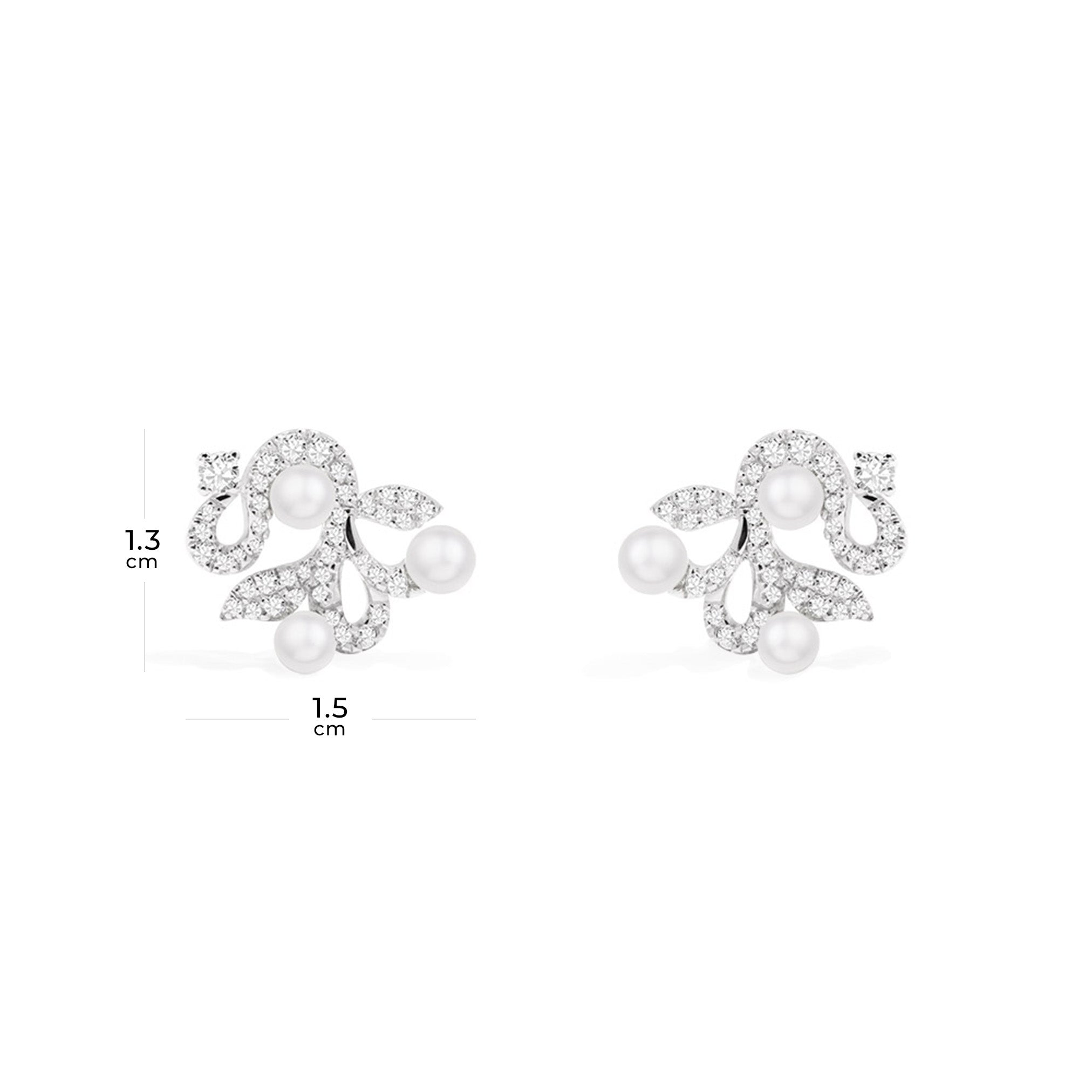 Flower Stud Earrings with Pearls